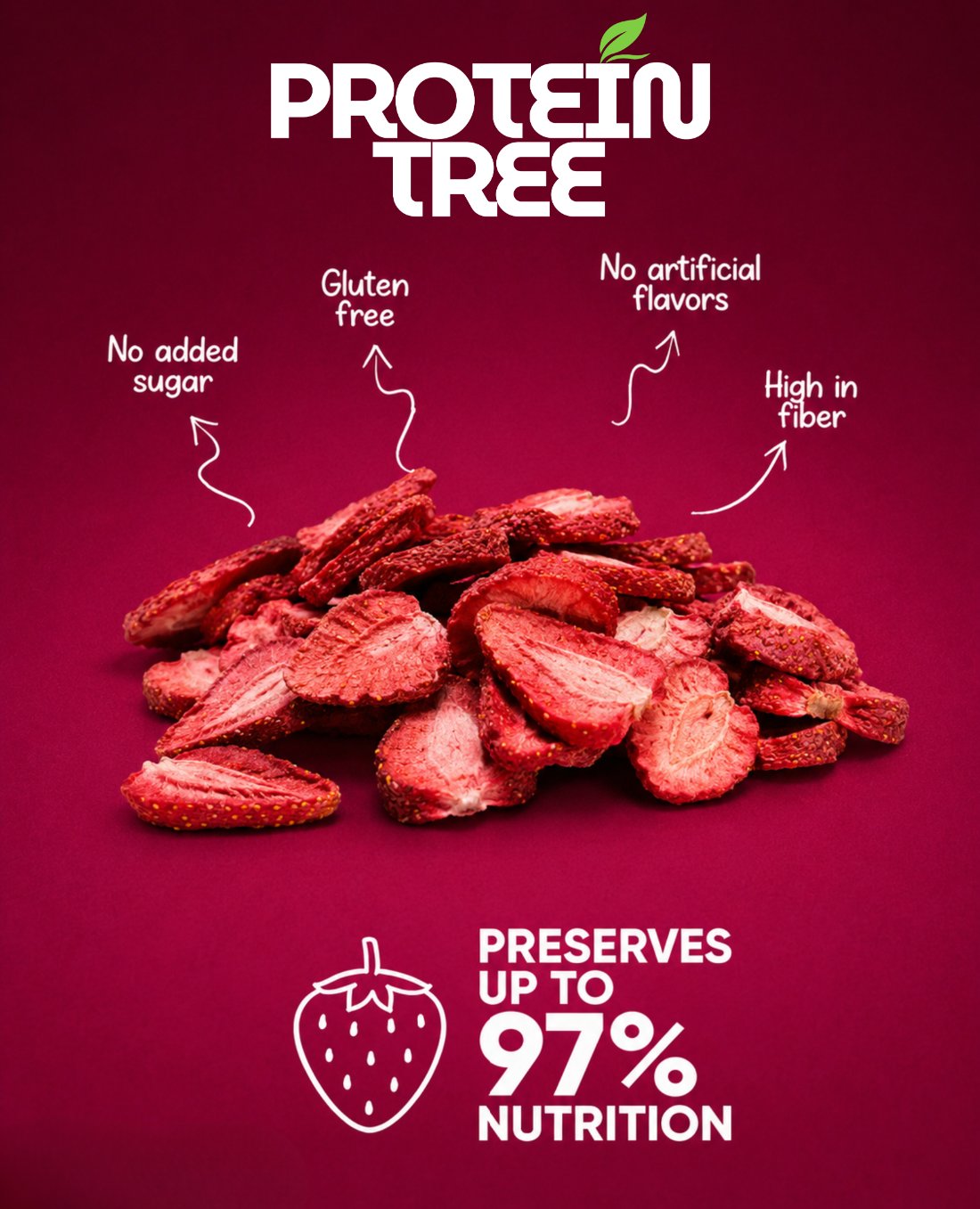Protein Tree freeze-dried strawberries