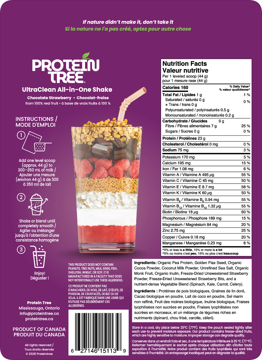 Back of package with nutrition facts